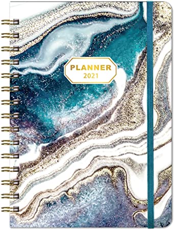 2021 Planner - Weekly & Monthly Planner 2021 with Tabs, 6.37" x 8.46", Yearly 2021 Planner, Flexible Hardcover, Strong Binding, Thick Paper, Back Pocket, Elastic Closure