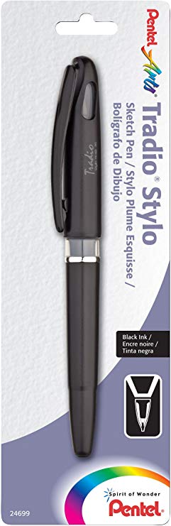 Pentel Arts Tradio Stylo Sketch Pen, Black Ink, Pack of 1 (TRJ50BPA)