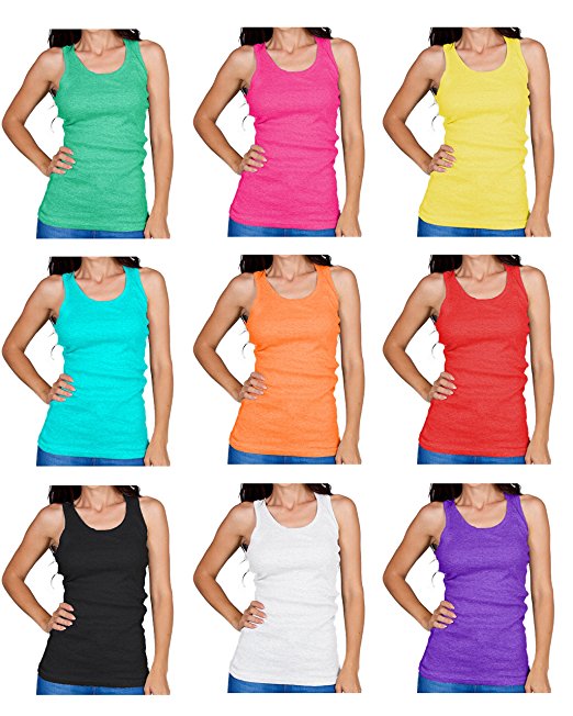 Emprella Tank Tops For Women, Ribbed Racerback Tank Top Assorted Colors - 10 Pack …