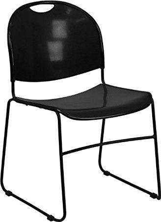 Flash Furniture RUT-188-BK-GG Hercules Series 880-Pound High Density Ultra Compact Stack Chair with Black Frame