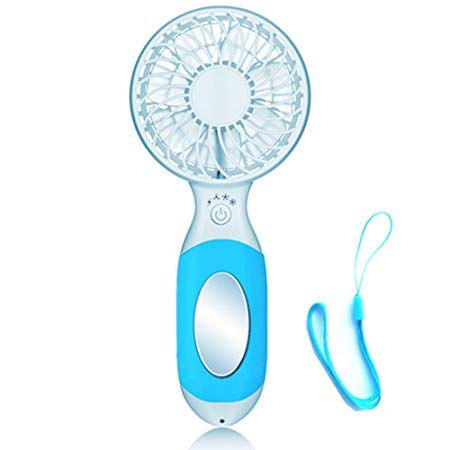 3 Speeds Mini Portable USB Rechargeable Fan, Handheld Fan Personal Fan With makeup mirror for Outdoor Travel Home Dormitory