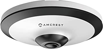 Amcrest Fisheye POE Camera, 360° Panoramic 5-Megapixel POE IP Camera, Fish Eye Security Indoor Camera, 33ft Nightvision, Cloud, NVR and MicroSD Recording, IP5M-F1180EW (White)