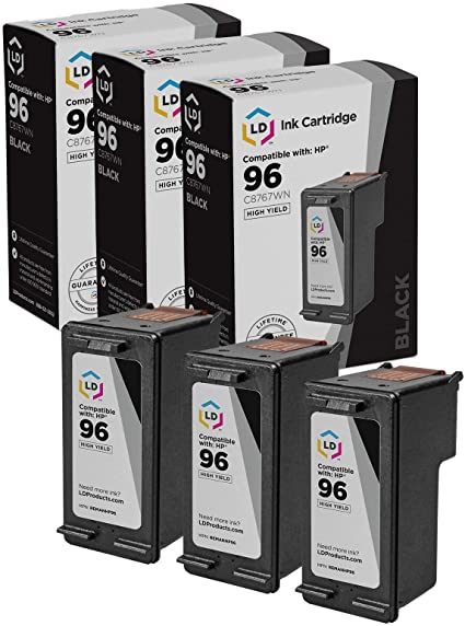 LD Remanufactured Ink Cartridge Replacements for HP 96 C8767WN High Yield (Black, 3-Pack)