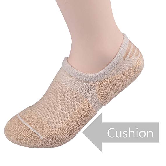 TETIBA Thick Cushion Cotton No Show Athletic Sport Socks with Non Slip Men & Women