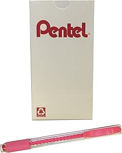 Pentel Clic Colors Retractable Eraser with Grip, Hot Pink Barrel, Box of 12 (ZE23P)