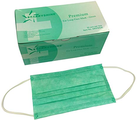 3-Ply Premium Dental Surgical Medical Disposable Earloop Face Masks (FDA Approved) (600 PCS / 12 Boxes, Green)