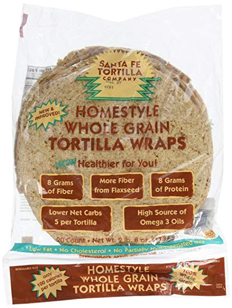 2PK Santa Fe Tortilla Company Home Style Whole Grain Wraps with Flaxseed 20ct