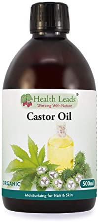 Castor Oil Cold Pressed & Organic 500ml, Unrefined - Pure & Natural, No-GMO, Hexane & Solvent Free, Vegan, For Strong, Healthy, Shiny Hair, Beard, Eyelashes & Eyebrows, Ideal For All Skin Types