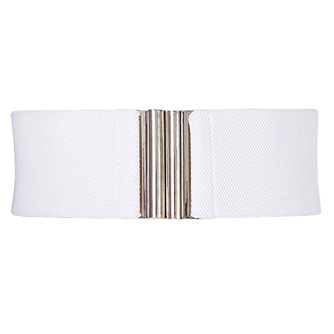 Grace Karin Wide Stretchy Vintage Waist Belt with Metal Buckle Muticolored CL409