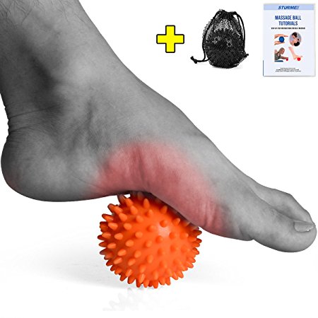 Massage Ball Spiky Foot Massager Back Muscle Roller All Body Deep Tissue Trigger Point Therapeutic Massaging Exercise Roller Yoga Balls Physical Therapy Equipment Includes Free Ebook and Holder Bag