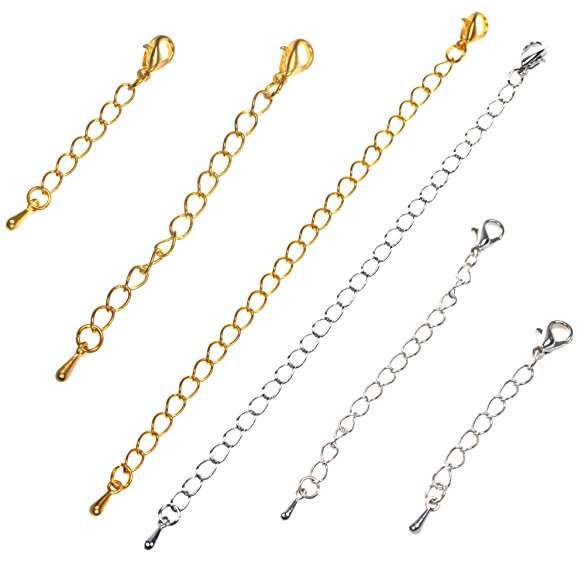 BCP 6pcs Silver and Gold Color Necklace Bracelet Extender for Jewelry Necklace Bracelet