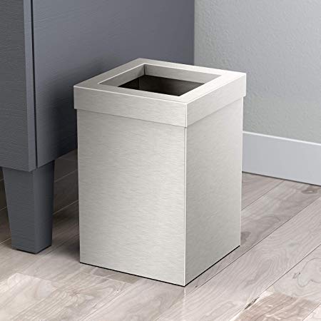 Gatco 1914 Modern Square Waste Basket, Satin Nickel