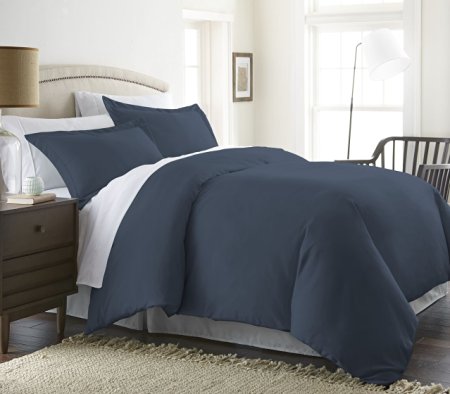 ienjoy Home 3 Piece Becky Cameron Double Brushed Microfiber Duvet Cover Set, Full/Queen, Navy
