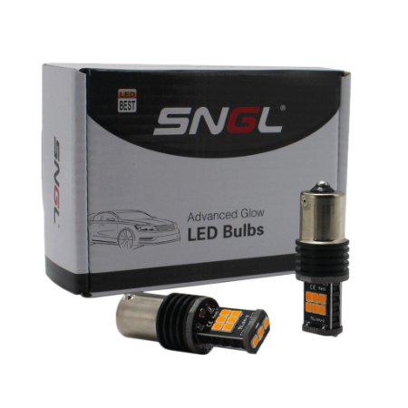 SNGL BAU15S 7507 1156PY PY21W Advanced Power 15-SMD LED Bulbs For Turn Signal Lights - Plug-and-Play - Amber / Yellow (Pack of 2)