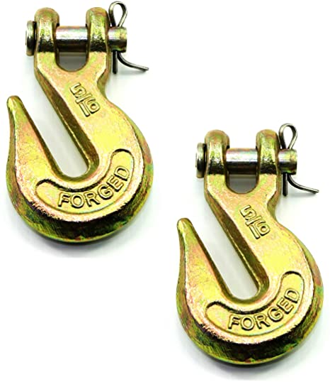WorldPac (Pack of 2) 5/16-inch, Grade 70 Clevis Grab Hook, Yellow Chromate Finish