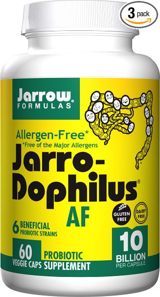 Jarro-Dophilus  Allergen-Free, 10 Billion Per Cap, 60 Count (Cool Ship, Pack of 3)