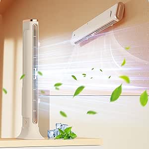 Desktop Bladeless Fan Multi-functional Wall Hanging Screen Fan Airss Conditioning Fan Desktop Tower Fan,Quiet Bladeless Standing Fan for Home,Office, white