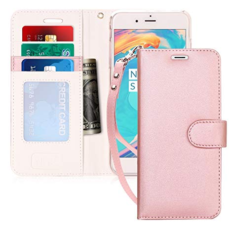 iPhone 8 Plus Case, iPhone 7 Plus Case, fyy [RFID Blocking Wallet] Handmade Wallet Case Stand Cover Credit Card Protector for Apple iPhone 8 Plus/iPhone 7 Plus Rose Gold