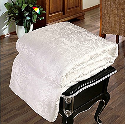 Royals Eco-friendly Pure Mulberry Silk Quilt Silk Duvet Silk Filled Comforter Silk Comforter Doona Blanket Coverlet Bedspread Twin Size Color White for Summer Season Use