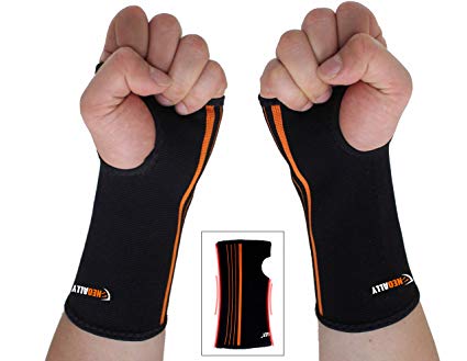 NEOALLY Carpal Tunnel Wrist Sleeve Compression Hand Support Brace for Arthritis, Tendonitis, Bursitis and Wrist Sprain (Small 2-Pack)