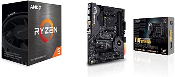 AMD Ryzen™ 5 5600 6-Core, 12-Thread Unlocked Desktop Processor with Wraith Stealth Cooler & ASUS AM4 TUF Gaming X570-Plus (Wi-Fi) AM4 Zen 3 Gaming Motherboard