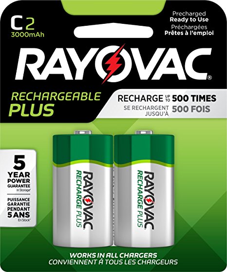 RAYOVAC C 2-Pack RECHARGEABLE PLUS Batteries, PL714-2 GENE