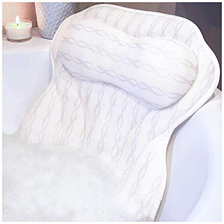 Luxury Bath Pillow Bathtub Pillow - Ergonomic Neck Support Like No Other - 3D Air Mesh Technology - Non Slip, Machine Washable & Quick Dry Bath Pillows for Tub