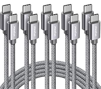 CLEEFUN USB C Cable, USBC to USBC Cable, [5-Pack, 3/3/6/6/10 ft] Type C Cable Fast Charge 60W(3A) for iPhone 15 Pro Max, for iPad/MacBook, for Samsung Galaxy S24 S23