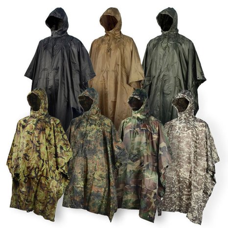 Rain Poncho JTENG waterproof Rip-Stop Pvc Realtree Camouflage for Hunting Camping Military and everyday use with Emergency Grommet Corners for shelter use