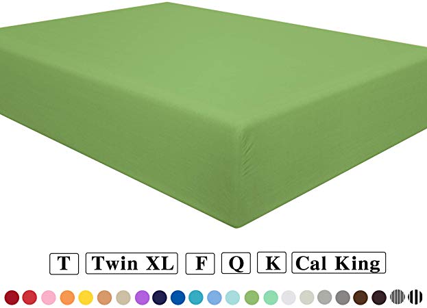 NTBAY Fitted Sheet Full Sage Green Brushed Microfiber Deep Pocket Sheet Wrinkle, Fade, Stain Resistant