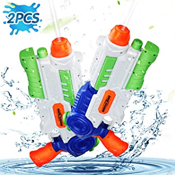 Ucradle Water Gun, 2 Pack Super Water Pistols with 1200ML Large Capacity, Water Guns Blaster Powerful 8-10m Long Shoot Range for Adults and Kids, Squirt Guns for Pool Garden Beach Water Fighting
