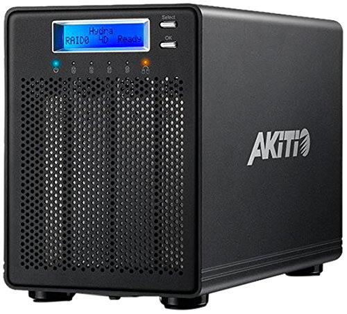 AKiTiO Hydra Super-S LCM 4 Bay 3.5" SATA RAID Enclosure, JBOD Spanning, RAID 0, RAID 1, RAID 3, RAID 5, RAID 10, Without Drives