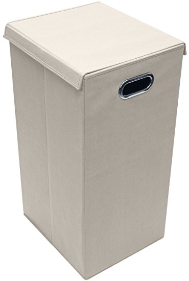 Sorbus Laundry Hamper Sorter with Lid Closure – Foldable Hamper, Detachable Lid, Portable Built-In Handles for Easy Transport – Single (Beige)