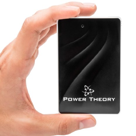 Power Theory Credit Card-Sized 2500mAh Portable Charger External Battery Pack with built-in USB & Apple Lightning Cable. The PowerKite is a Lightweight Backup Phone Power Bank That Fits in a Pocket or Wallet and Works Great for iPhone 5/6, Samsung Galaxy, HTC, Nexus and More. (Black)