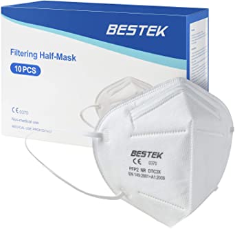 BESTEK FFP2 Mask, SGS & CE 0370 Certificated, 5-Layer 95% Filtration, EN 149:2001 and A1:2009 Compliant, Breathable Dust Respiratory Protective Face Masks