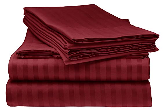 Bella Kline Bedding 1800 Series 4 pc Bed Sheet Set with Pillowcases Hypoallergenic, 1 Soft Silky Luxurious Feel, Fitted and Flat Sheets Lifetime - Twin Size, Burgundy
