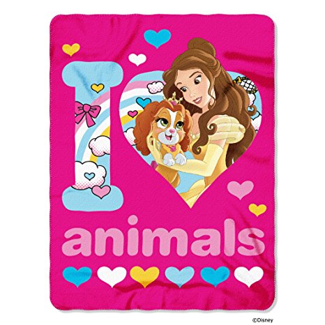 Disney Princess Palace Pets I Love Animals Printed Fleece Throw, 45 by 60"