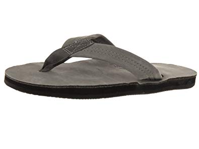 Rainbow Sandals Women Premium Leather Single Layer, Grey, Large (7.5-8.5)