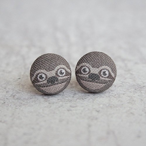 Sloth Fabric Button Earrings