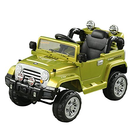 Aosom 12V Kids Electric Battery Powered Ride On Toy Off Road Car Truck w/ Remote Control - Green