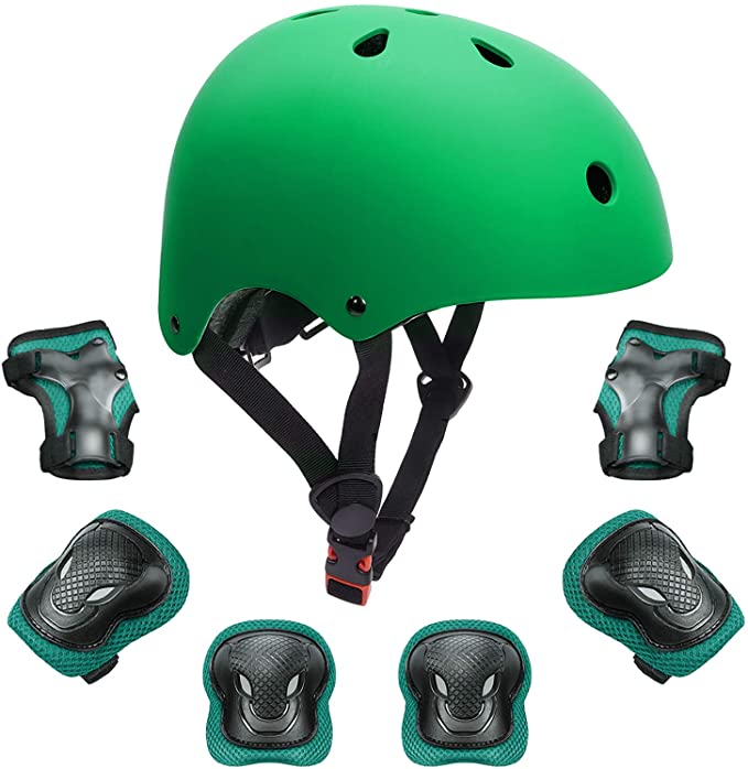 Kids Bike Helmet Toddler Helmet Boys Girls Kids Knee Elbow Pads Wrist Guards Pads 3-14 Years Kids Protective Gear Set Skateboard Cycling Scooter Sports 7Pcs