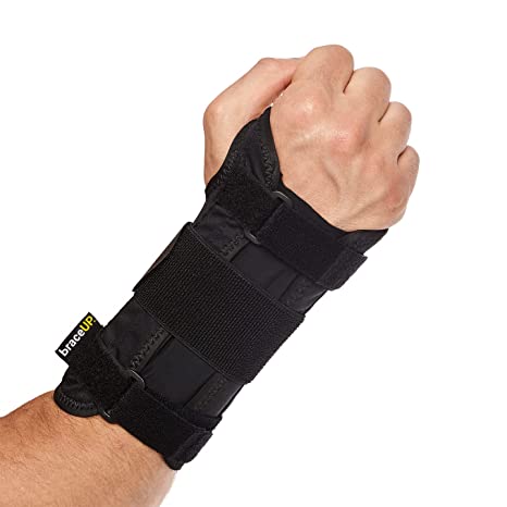 Carpal Tunnel Wrist Brace by BraceUP® with Metal Wrist Splint for Hand and Wrist Support and Tendonitis Arthritis Pain Relief - for Men and Women (L/XL, Right Hand)
