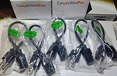 Pc Accessories - Connectors Pro 5-PACK 1' Universal Power Cable - 1 Foot IEC320 C13 to NEMA 5-15P, 5-PK 1 FT