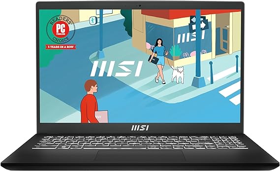 MSI Modern 15 Laptop: Ryzen 5 7530U, UMA AMD Radeon Graphics, 15.6" FHD, 16GB DDR4, 1TB NVMe SSD, 180-Degree Lay-Flat, Type C, Win 11 Home: Classic Black B7M-224US