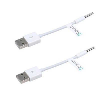 iPod Shuffle Cable, Stouch 2 Pack 3.5mm Jack/Plug to USB USB Power Charger Sync Data Transfer Cable for iPod Shuffle 3rd 4th MP3/MP4