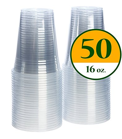 16 oz Plastic Cups CRYSTAL CLEAR PET [50 count]