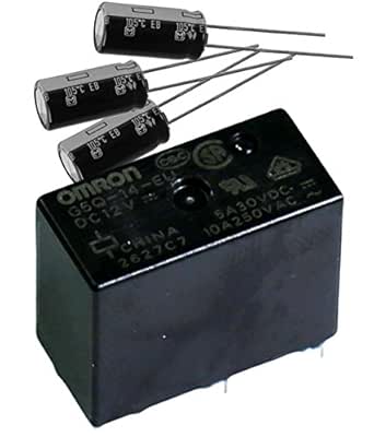 OMRON (G5Q-14-EU 12DC & EEU-EB1J221) Power Relay, SPDT, 12VDC, SPDT 12VDC ClassF High-Capacity, Sealed, 220µF, 65V, Capacitor