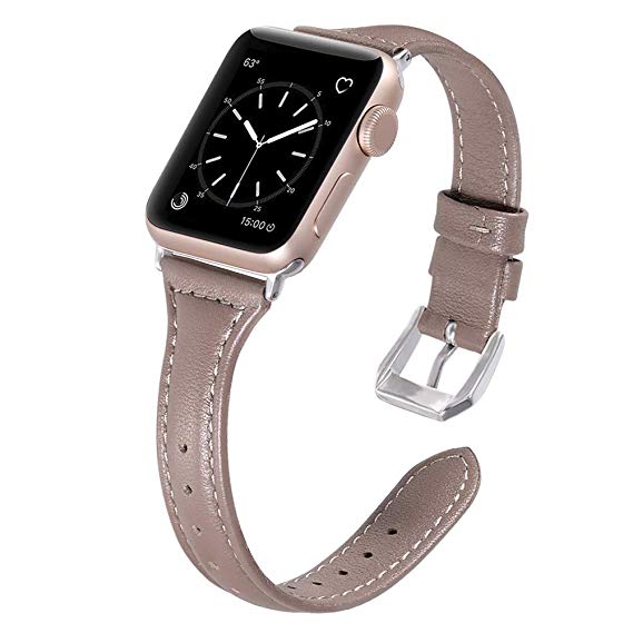 Karei Leather Bands Compatible with Apple Watch Band 38mm 40mm 42mm 44mm, Retro Top Grain Genuine Leather Replacement Strap with Stainless Steel Clasp for iWatch Series 4 3 2 1, Sport, Edition