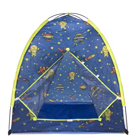Outer Space Science Camp Play Ball Tent House w/ Safety Meshing for Child Visibility & Tote Bag