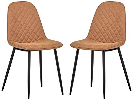 Rivet Ray Mid-Century 2-Pack Stitch Back Accent Chairs, 34.3"H, Brown